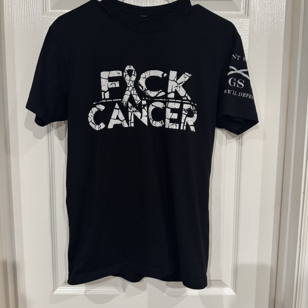 Women's Grunt Style Shirt Small F Cancer Ribbon Black Short‎ Sleeve T-Shirt